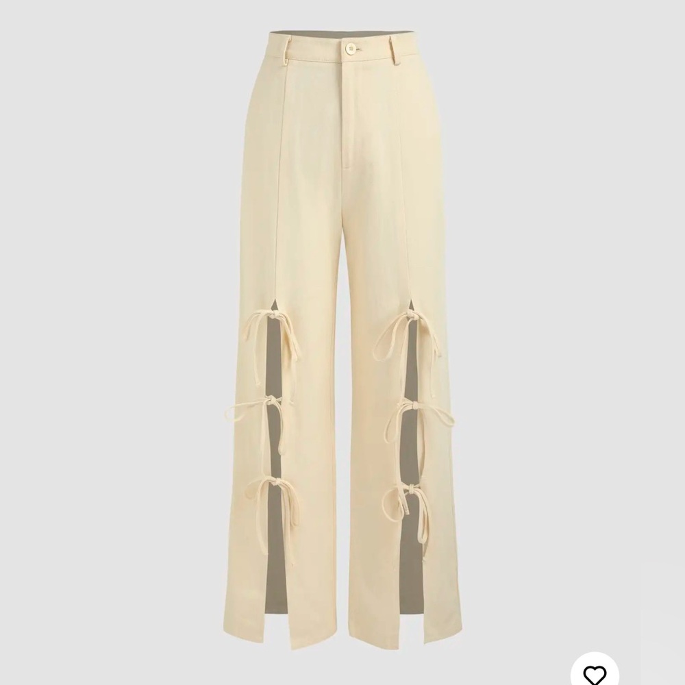 KNOTTED HIGH WAIST STRAIGHT LEG TROUSERS